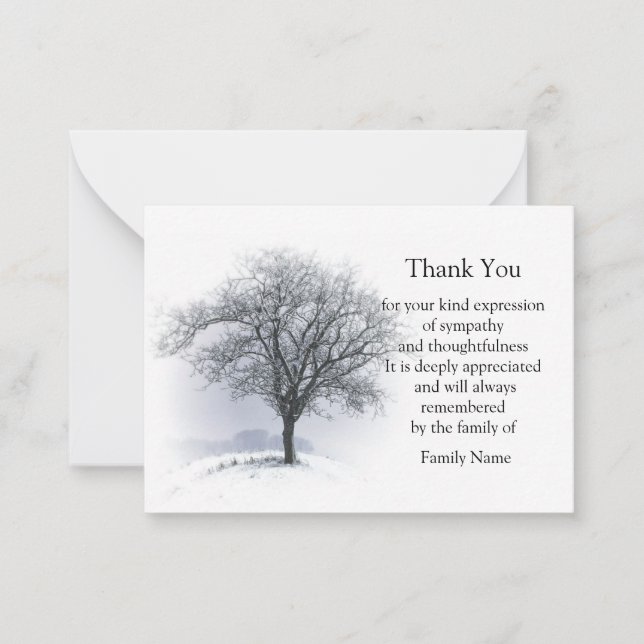 Lonely Tree On Winter Thank You Card (Front)