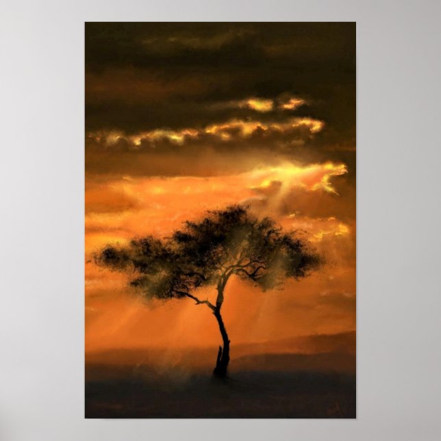 Lonely Tree Sunbeams - Add Your Picture / Text Poster (Front)