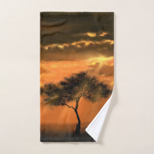 Lonely Tree Sunbeams - Drawing Art Collection Bath Towel Set