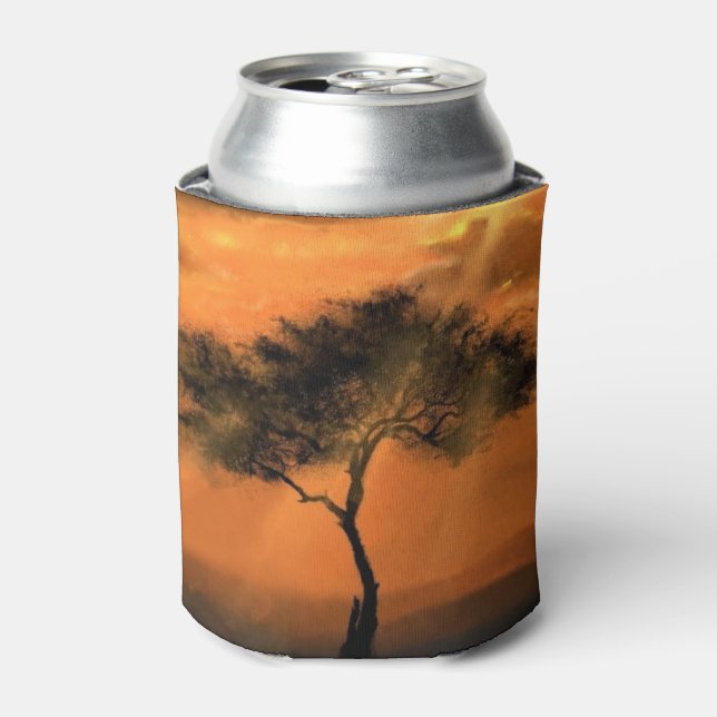 Lonely Tree Sunbeams - Drawing Art Collection Can Cooler (Can Front)