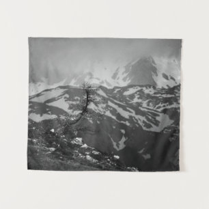 Lonely tree with stunning view on mountains tapestry