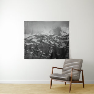 Lonely tree with stunning view on mountains tapestry