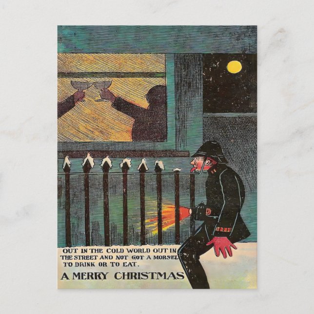 Lonely Victorian Policeman in the Cold Postcard (Front)