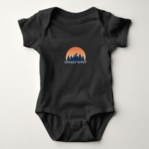 Lonely Wolf Awesome Howling Fade Sunset Silhouette Baby Bodysuit