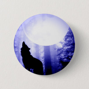 Lonely Wolf Howling at Moon 6 Cm Round Badge