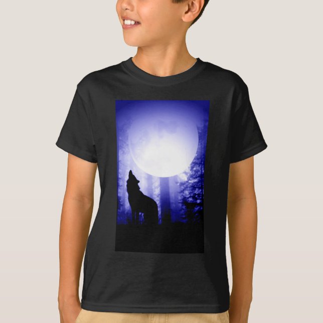 Lonely Wolf Howling at Moon T-Shirt (Front)