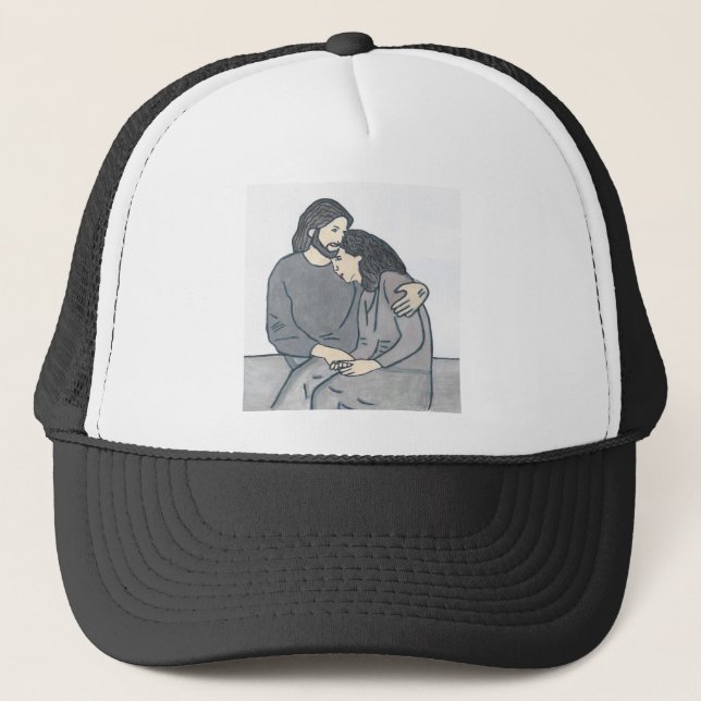 Lonely woman meets God Trucker Hat (Front)