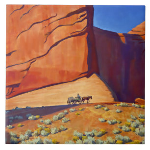“Lonesome Journey” Western Art by Maynard Dixon Ceramic Tile