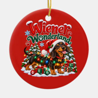 Long and Merry Christmas Funny Dachshund Xmas Ceramic Ornament