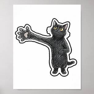 Long Arm Black Cat Poster