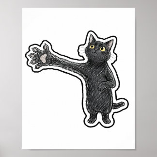 Long Arm Black Cat Poster