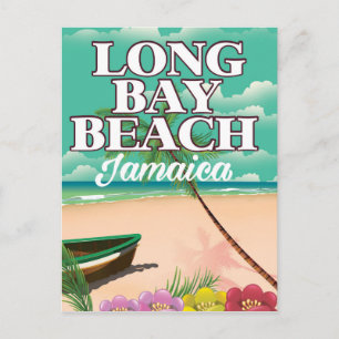 Long bay beach Jamaica travel poster Postcard