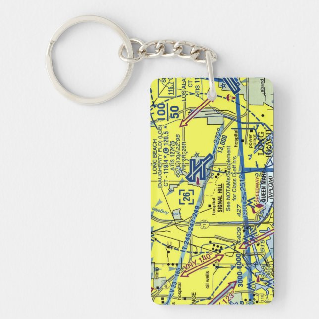 Long Beach Airport chart / taxi diagram Key Ring (Front)