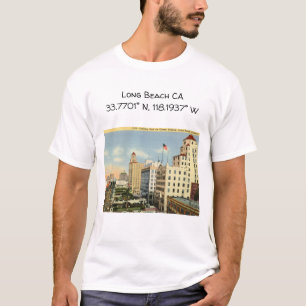 Long Beach CA Map Coordinates Vintage Style T-Shirt
