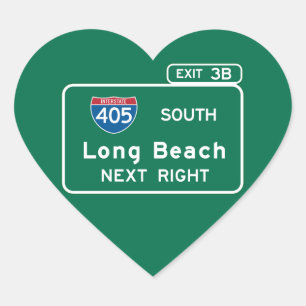 Long Beach, CA Road Sign Heart Sticker