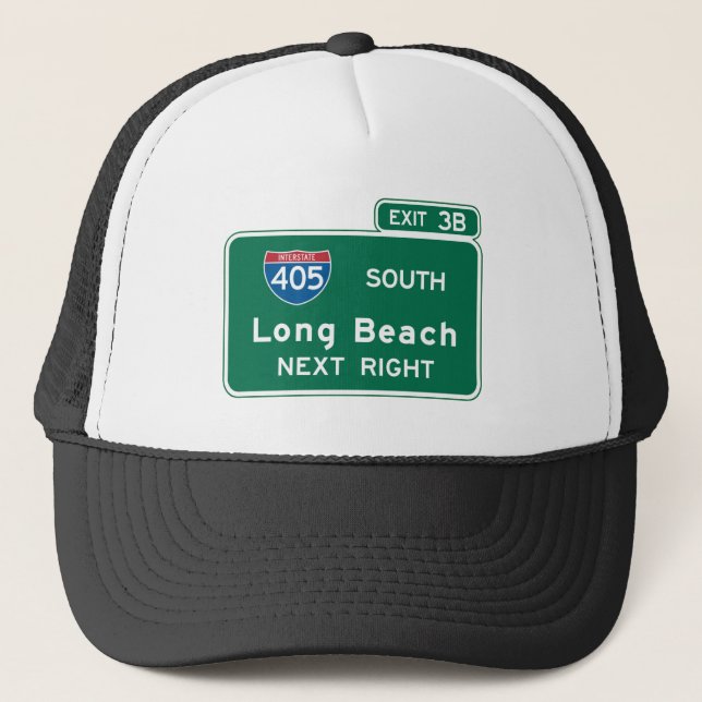Long Beach, CA Road Sign Trucker Hat (Front)