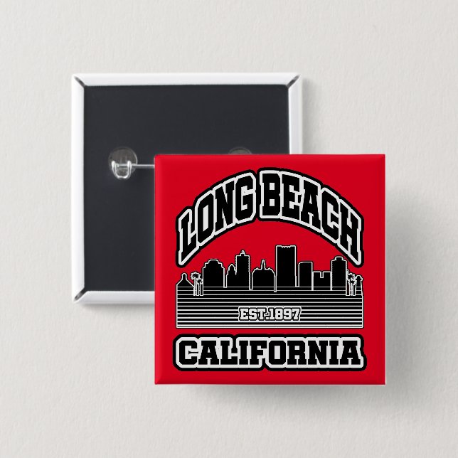 Long Beach,California 15 Cm Square Badge (Front & Back)