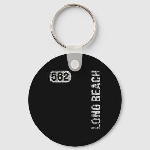 Long Beach California 562 Area Code Vintage Retro Key Ring