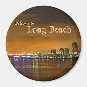 Long Beach California At Night Magnet