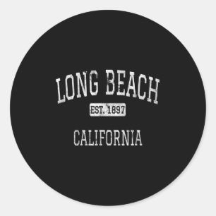 Long Beach California Ca Vintage Classic Round Sticker