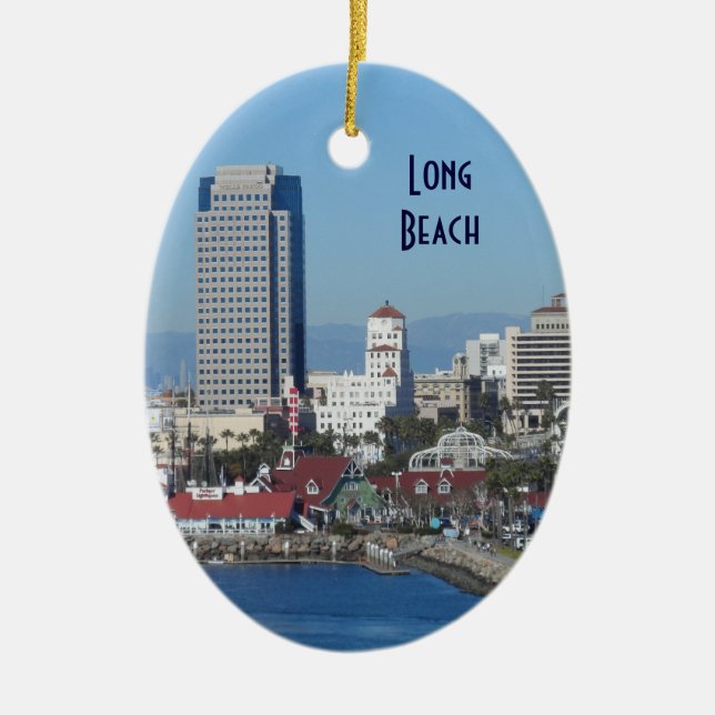 Long Beach, California Ceramic Ornament (Front)