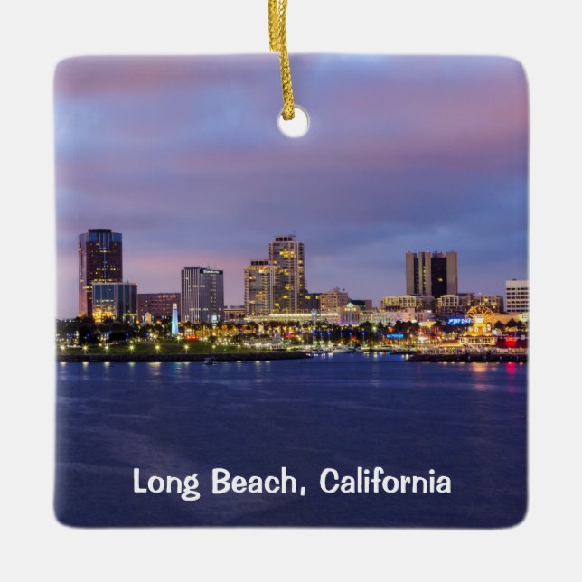 Long Beach California Ceramic Ornament (Front)