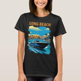 Long Beach California Harbour Boat Travel T-Shirt