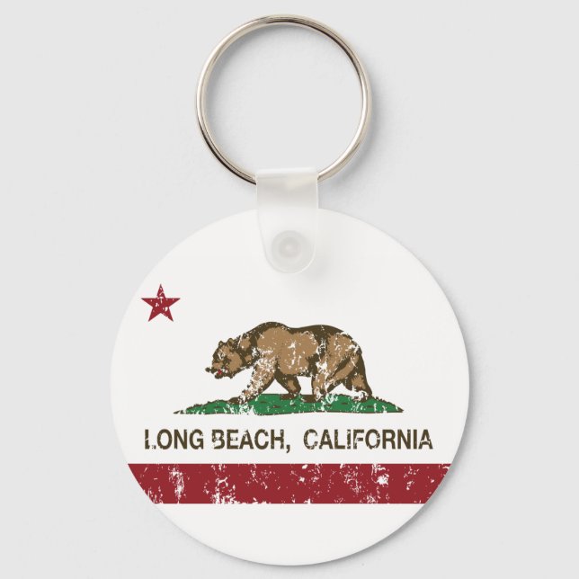 Long Beach California Republic Flag Key Ring (Front)