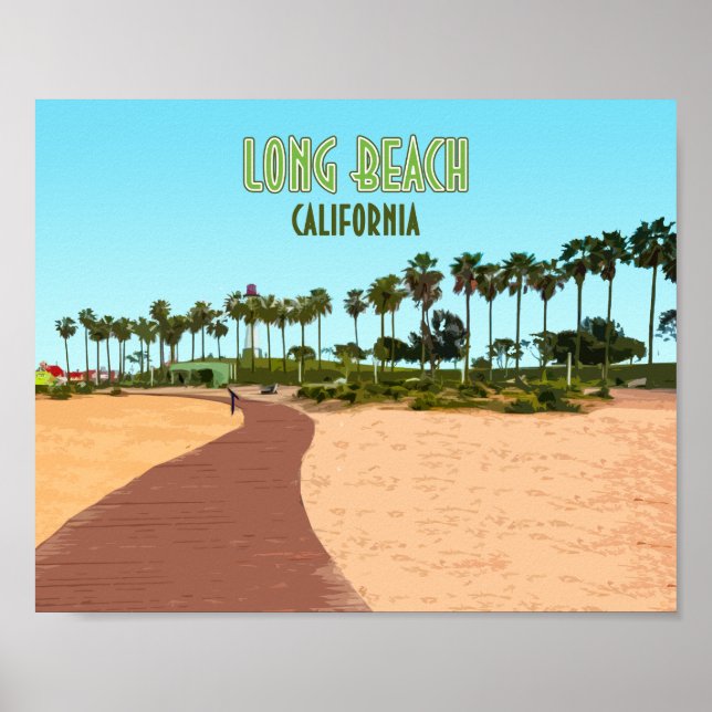 Long Beach California Shoreline Aquatic Poster (Front)