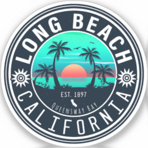 Long Beach California Tropical Sunset Souvenir 70s