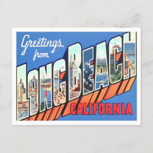 Long Beach, California Vintage Big Letters Postcard
