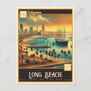 Long Beach, California   Vintage Postcard