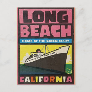 Long Beach, California Vintage Travel Postcard