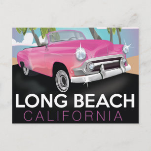 Long Beach California vintage travel poster Postcard