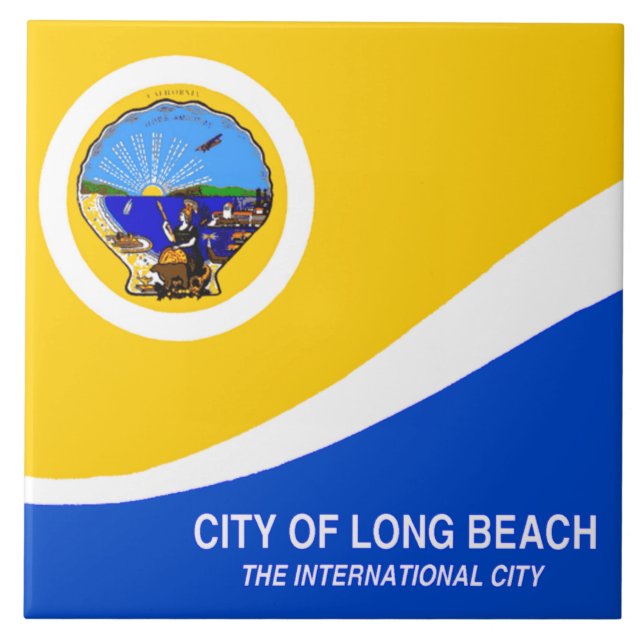 Long Beach city flag Ceramic Tile (Front)