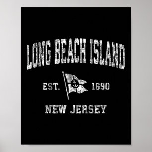 Long Beach Island New Jersey Nj Vintage Boat Ancho Poster