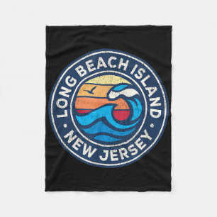 Long Beach Island New Jersey Nj Vintage Nautical W Fleece Blanket