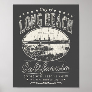 LONG BEACH LOS ANGELES CALIFORNIA - RMS QUEEN MARY POSTER