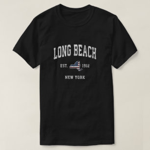 Long Beach New York Ny Vintage American Flag Sport T-Shirt
