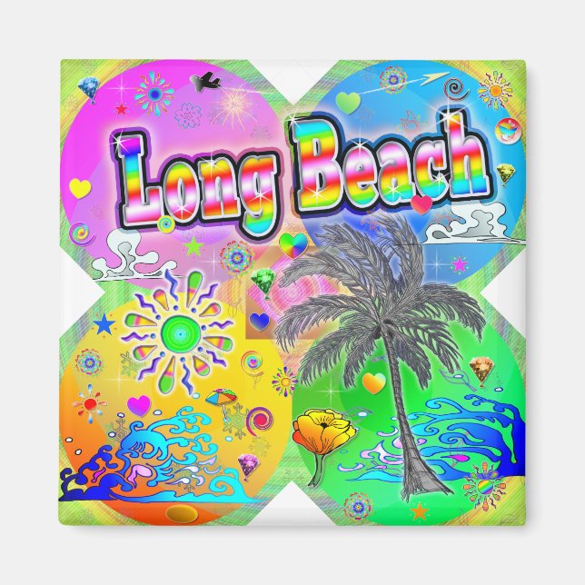 Long Beach Quadro Seasons Magnet (Front)
