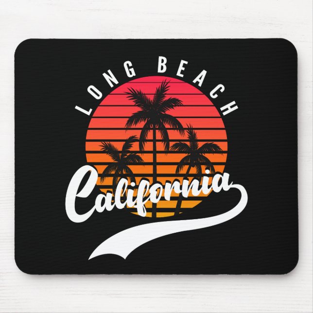 Long Beach Retro Sunset Mouse Pad (Front)
