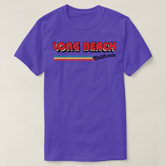 Long Beach Retro Typography Design T-Shirt (Design Front)