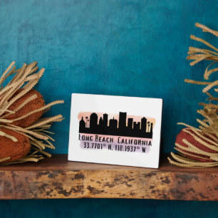 Long Beach Skyline Latitude and Longitude  Plaque
