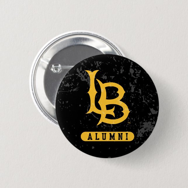 Long Beach State Alumni Distressed 6 Cm Round Badge (Front & Back)