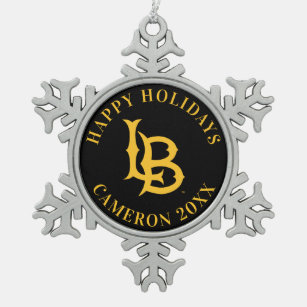 Long Beach State Logo Snowflake Pewter Christmas Ornament