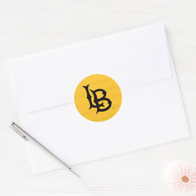 Long Beach State Watermark Classic Round Sticker (Envelope)
