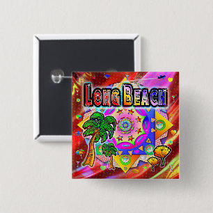 Long Beach Tropical Friends Button