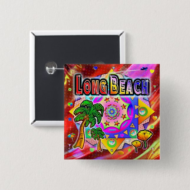 Long Beach Tropical Friends Button (Front & Back)