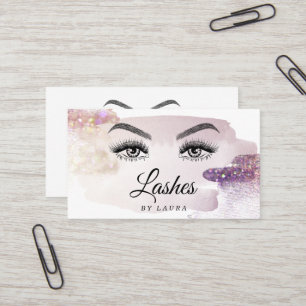 Long Beautiful Lashes Eyes and Brows Hand drawn Bu Business Card