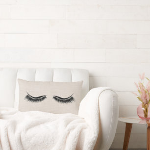 Long Black Eyelashes  Lumbar Cushion